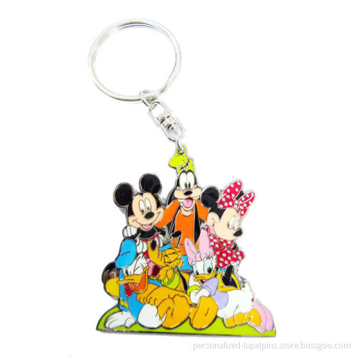 Micky Metal Key Chains, Zinc Alloy Metal Keychains With Glass Paint And Nickel Plated